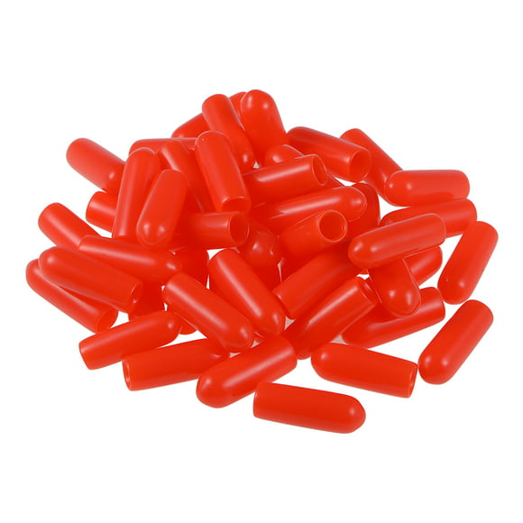 PVC Rubber Screw Thread Protection Eco-Friendly Sleeve Round Tube Bolt Cap Cover Red Inner Dia 3.5mm 50pcs 